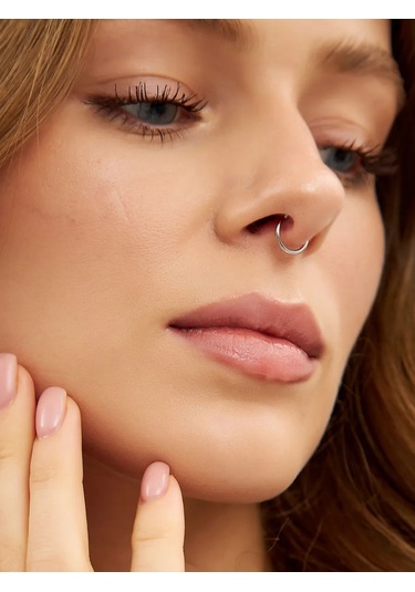 Markiz Burun Septum Piercing Taklidi 925 Ayar Gümüş Sahte 71439313 Gri