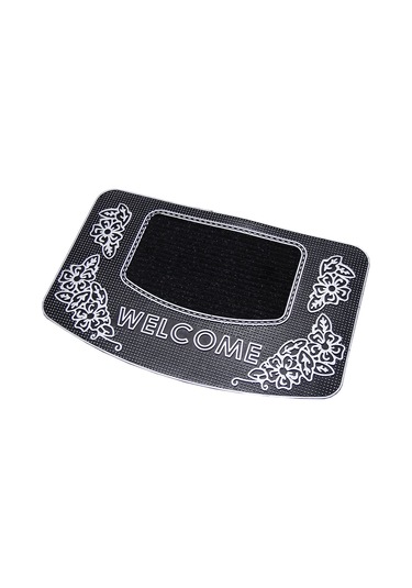 Welcome Yazılı Kauçuk Toz Tutucu Kapı Önü Paspası Gri