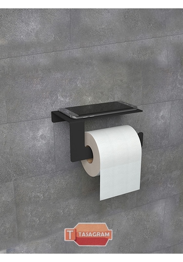 Tasagram Metal Banyo Havlu ve Tuvalet Kağıdı Askılığı 2'li Set Siyah