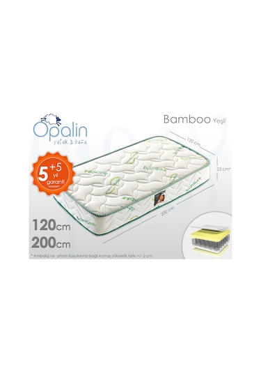 Uzunbebe 120X200 Opalin Ortopedik Bamboo Yaylı Yatak 120*200 Bamboo Yatak