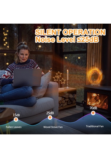 Lemestar Alüminyum Isıtma Fırın Fanı - 6 Kanatlı Termal Enerjiyle Çalışır, Sessiz Isı Dağıtımı, Kömür/küçük Odalar İçin