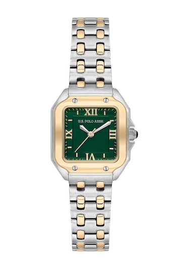 U.s. Polo Assn. Uspa2074-06 Altın Kaplama Yeşil Kadran Kare Kadın Kol Saati