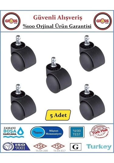 Ofis Koltuk Mobilya Tekerleği - Dönerli Pimli Tekerlek - 5 Adet