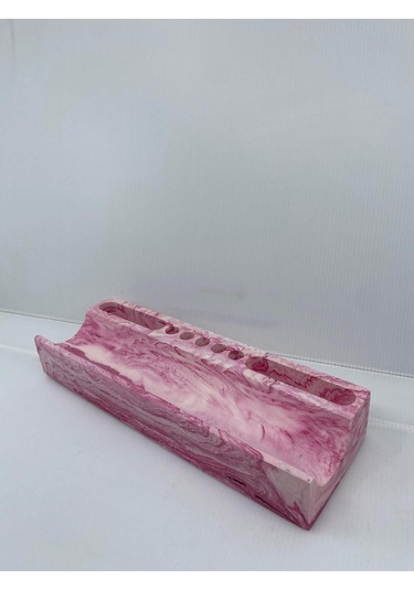 Mermer Desenli Beton Ev Ofis Masa Düzenleyici Kalemlik Organizer Pembe Pempe