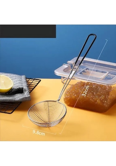 Vkemall Büyük Boy Siyah 10cm Çelik Süzgeç Kaşık - Fırça Izgara, Fincan Süzme, Hotpot Yeme İçin Dayanıklı Mutfak Aleti Diğer