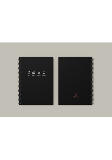 Notebook for Developers - Eat Sleep Code Repeat - Siyah - Kısmi Lak'lı Sert Mukavva Kapak - 100 Yaprak - Kareli - Spiralli Defter