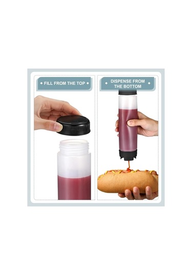 Willowhaven Siyah 3'lü 16oz Doldurulabilir Uçlu Plastik Sıkma Şişesi, Sos Krema Dispanseri Siyah