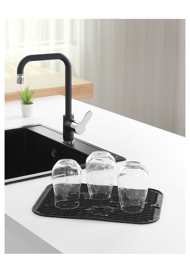 Rotanev Silikon Bulaşık Kurutma Matı Su Toplamaz Kaydırmaz Bulaşıklık Tencere Altlığı