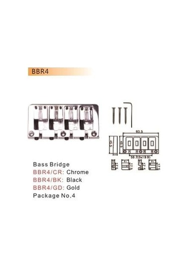 Valencia Bbr4bk Bas Gitar Köprüsü Siyah Dr. Parts 4 Telli - 93.5mm - Ağır Kütle
