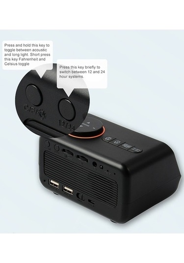 Moly Mufunye Çok İşlevli Çalar Saat: Fm Radyo, Şarj Edilebilir, Led, Dijital, Sıcaklık Nem Göst., Sesle Etiketleyici, Sağlık Dr Saati