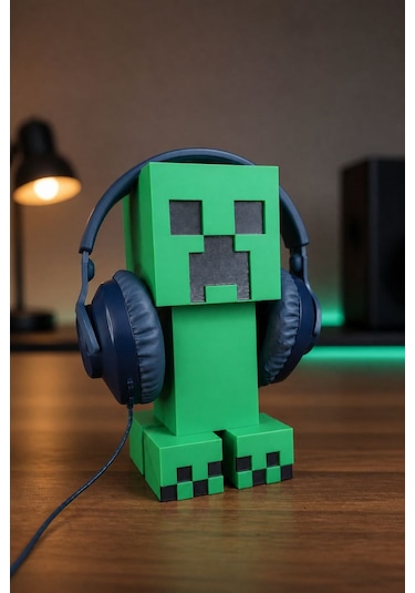 Minecraft Creeper Kulaklık Standı Ve Dekor Figürü 3d Baskı Gaming Masaüstü Aksesuarı