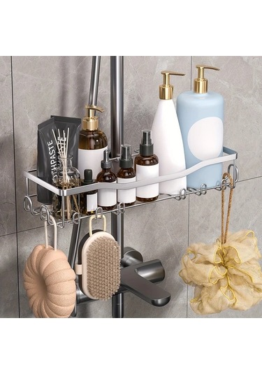 Xuweiwei 1 Adet Gümüş Banyo Rafı, Duvara Monte Askılı Yüzer Raf, Duş Rafı Aksesuarı Gümüş
