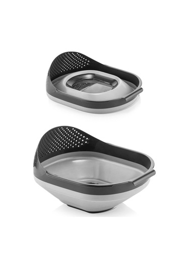 Qlüx İdeas Katlanabilir Pirinç Süzgeci Gri 26cm Gri