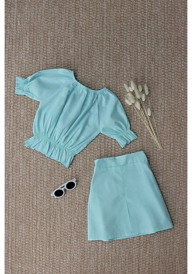 Parla Kids Kız Çocuk Alina Madonna Su Yeşili Etek Bluz Takım Su Yeşili