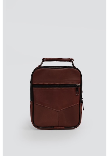Westbag Erkek Çelik Kasalı Hakiki Deri El Ve Omuz Çantası Ayarlanabilir Askılı Küçük Boy Koyu Taba