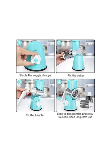 Çok Fonksiyonlu Sebze Kesici Yuvarlak Dilimleyici Mutfak Rulo Aletleri Alet Doğrayıcı Patates Havuç Peynir Rendeleyici Mutfak Robotu Mavi