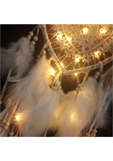 Sones Yaratıcı El Dokuma El Sanatları Rüya Yakalayıcı Ev Araba Duvar Asılı Dekorasyon, Tür:ışıklı Beyaz