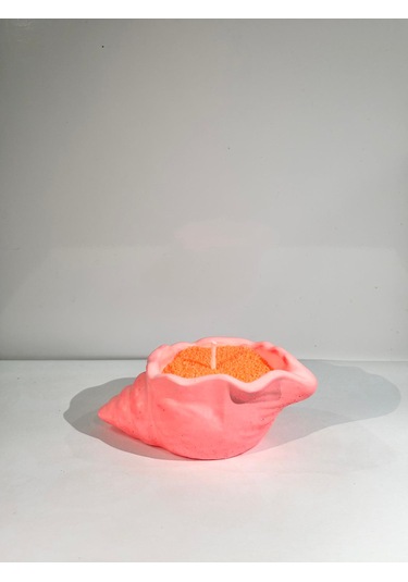 Oyster Candle- El Yapımı Mum Pembe-turuncu