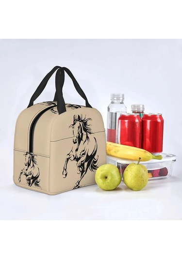 Kadınlar, Erkekler, Atlar İçin Yalıtımlı Öğle Yemeği Çantası Taşınabilir Binicilik Hediye Termal Soğutucu Çanta Öğle Yemeği Kutusu Plaj Kamp Seyahat Fmy Bt-5249 22x20x13cm Çok Renkli