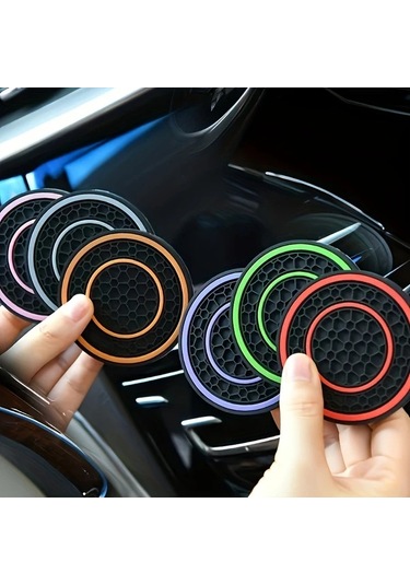 Zhanglei001 2 Adet Pvc Çift Halka Araç Bardaklığı Tabanı - Kırmızı, Kaymaz, Toz Geçirmez, Evrensel Kırmızı