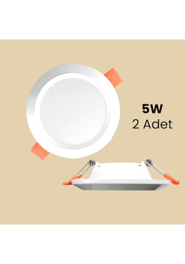 Ledx 5w Led Beyaz Spot Downlight 2'li Paket Beyaz