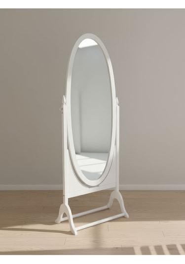 Rivoli Ayaklı Ahşap Oval Boy Aynası 58x165 Beyaz