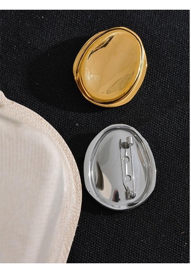 Gümüş Eetit 37mm Paslanmaz Çelik Metal Yuvarlak Minimalist Broşlar Unisex Takı Erkek Kadın Aksesuar Su Geçirmez 2023 Ücretsiz Kargo Gümüş