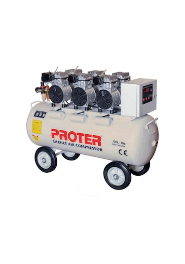 Proter 3 HP 8 Bar 100 LT Sessiz Yağsız Hava Kompresörü