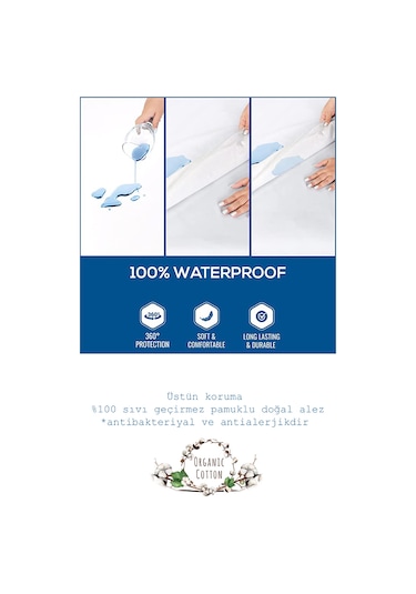 Limon Soft Pamuklu Fitted  Su Sıvı Geçirmez Yatak Koruyucu Alez Beyaz