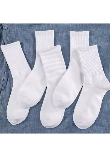 Bgk Unisex Kolej Düz Desensiz Çorap  6 Adet Beyaz