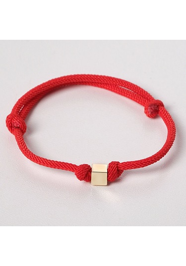 Küp Ipli Unisex Bileklik Sarı Altın