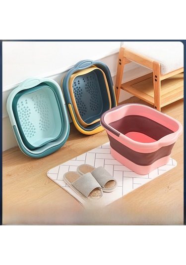 Mufunye Ev Kullanıma Uygun Taşınabilir Katlanabilir Derin Topuk Masajlı Plastik Ayak Havuzu Gri-beyaz, 13l Diğer