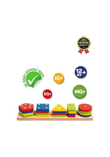 Özel Üretim Kişisel Gelişim Koordinasyon Çocuk Eğlenirken Öğreten Ahşap Geometrik Şekiller Oyunu