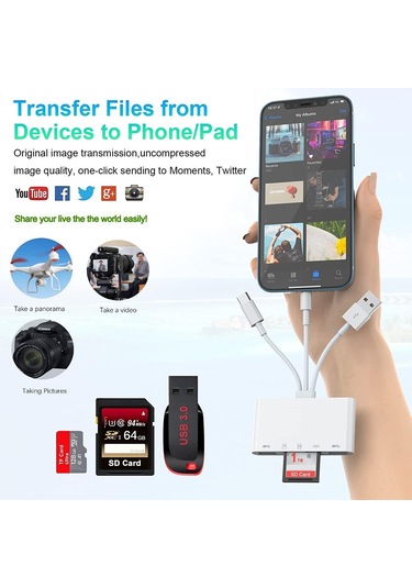 Usb 3.0 Type C Lightning To Sd Tf Otg Kart Okuyucu Çevirici