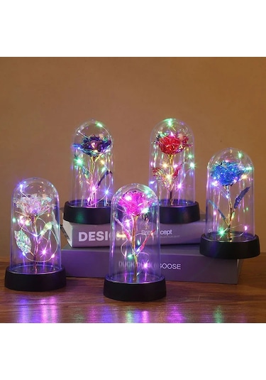 Led Işık Folyo Çiçek Yapay Gül Çiçekler Gece Lambası Sevgililer Günü Hediyesi A1 Italya A Çok Renkli