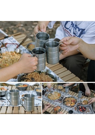 Pazly 350ml Renkli Paslanmaz Çelik Kamp Kupası, Yürüyüş Ve Dağ Çantası İçin Kulplu Çok Renkli