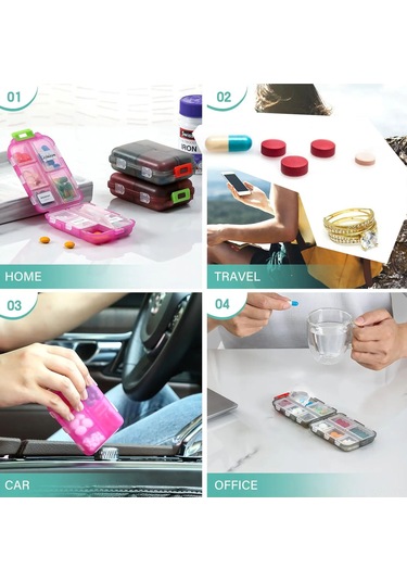 Symbee Mavi Gezi İlaç Kutusu 10 Bölmeli, Portatif Vitamin Ve Tablet Depolama Kabı, Kolay İlaç Takibi İçin Mavi