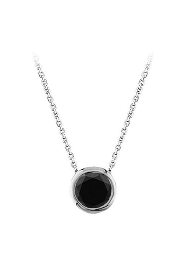 Sirius 0,28 Ct Siyah Pırlantalı Tektaş Yuvarlak Kolye 0815P0059