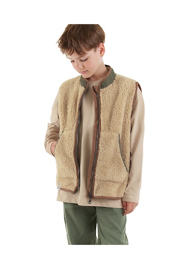 Denokids Erkek Çocuk Kahverengi Peluş Yelek Renkli