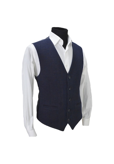 Mentor Regalo Erkek Yelek V Yaka Lacivert Kabartma Desen 50454