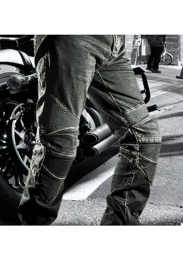 Motosiklet Pantolonu Likralı Esnek Kumaş Korumalı Kevlar Kot Motor Pantolon Jean Siyah