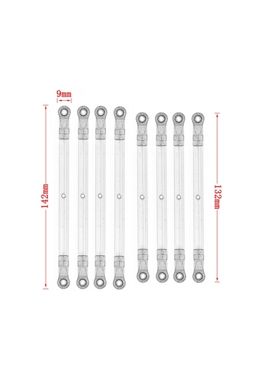 Geekyou Axıal 1/10 Scx10 Ve Trx4 İçin 8 Parça Kırmızı Alüminyum Bağlantı Çubuk Seti, 313mm Aks Mesafesi