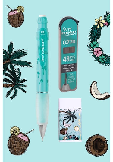 Serve Hediye Seti - Defter, Serve Deep Uclu Kalem, Silgi, Min Nane Yeşili