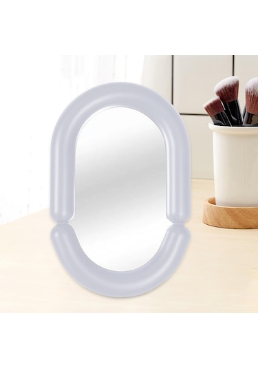 Homyl Düzensiz Makyaj Aynası Masa Üstü Aynası, Çok Yönlü Oval Şekil Beyaz