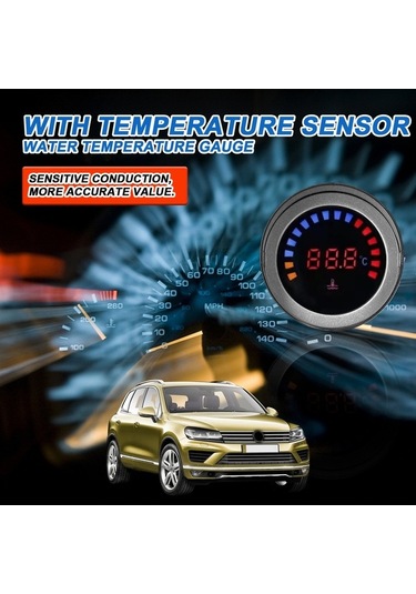 Pazly 52mm Araç Su Sıc. Göstergesi - Led Ekranlı, 0-120 C, Alarm Fonksiyonlu