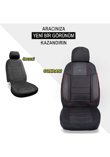 Hyundai İ30 Araçlara Uyumlu Oto Koltuk Kılıfı Seti - Violet Serisi Siyah/kırmızı