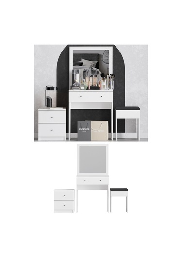 Decormet Nice Makyaj Masası Beyaz Beyaz