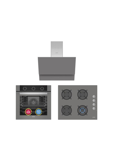 Simfer SB8222 - T3538 - SD8736 QS Mekanik Gri 3'lü Ankastre Set