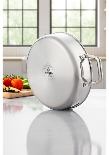 Emsan Pro Tri Ply Karnıyarık Tencere Çelik 24 Cm Gümüş