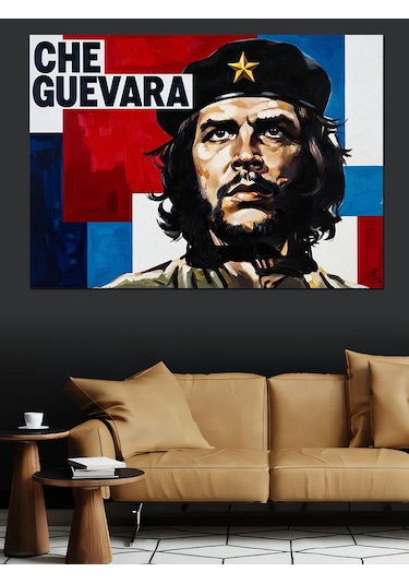 Che Guevara Portre İllüstrasyon Dekoratif Kanvas - Mdf Ahşap Tablo